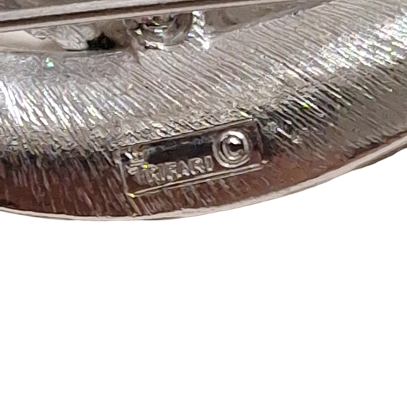 Vtg Crown Trifari Wheat Stalk Brooch Silver Tone Textured Brushed Large 3" - Picture 4 of 9